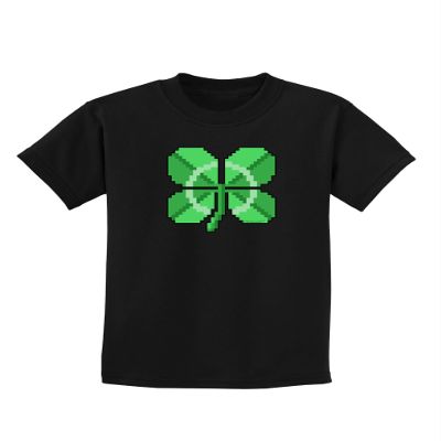 TOOLOUD Pixel Four Leaf Clover Childrens Dark T-Shirt - Black - XL