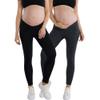 Motherhood Maternity Women's Bump Start Under Belly Full Length Pregnancy Leggings-2 Pack, Black/Grey, Small view 1