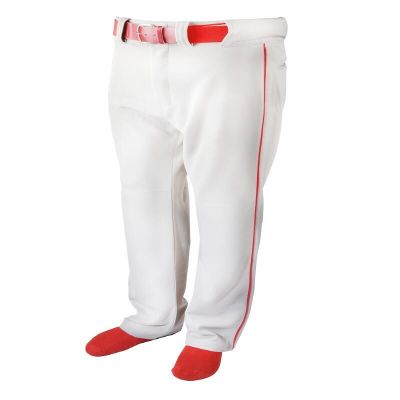 Martin Sports Youth Baseball/Softball Belt Loop Pants, White with Red Piping (White with Red Piping, YS)