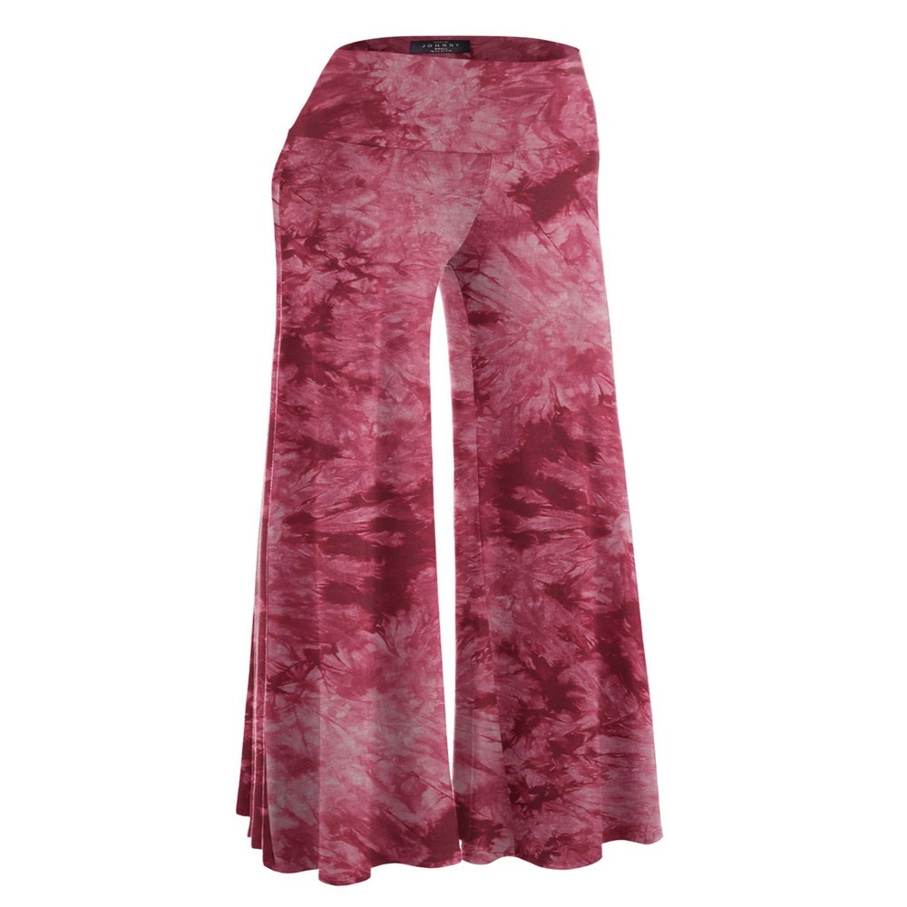 Made By Johnny MBJ WB1060 Womens Chic Tie Dye Palazzo Pants XXL Wine