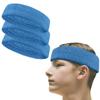 COUVER Premium Quality Stretchable Multi-Sports Terry Cloth Headband, 3 Piece, Sky Blue view 1