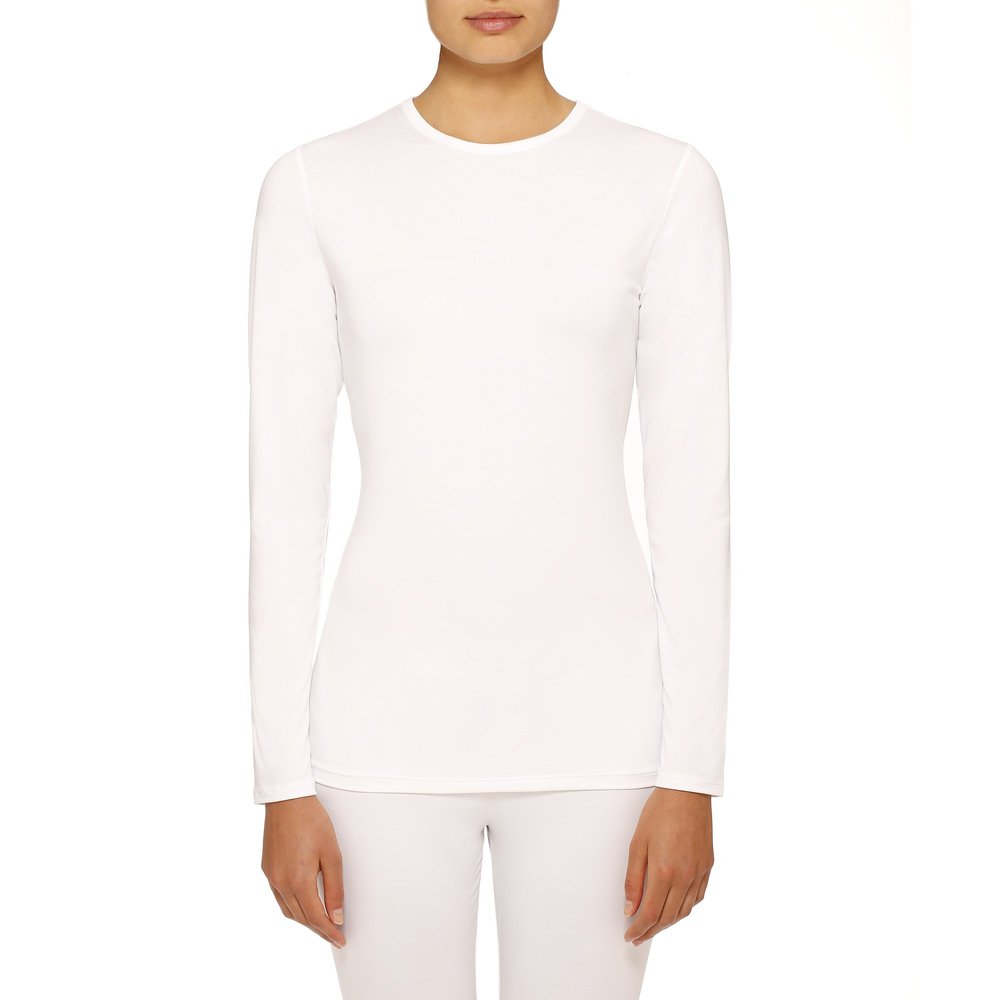 Cuddl Duds ClimateRight Women's Stretch Microfiber Long Sleeve Crew Top(White, X-Large)