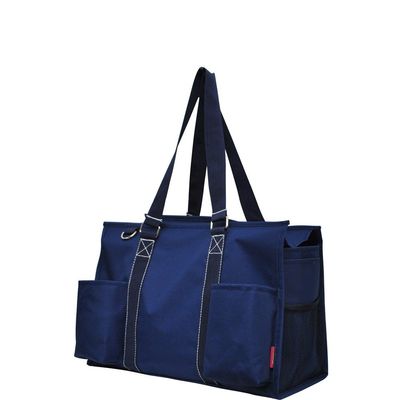 Solid Color Print Zippered Caddy Organizer Tote Bag