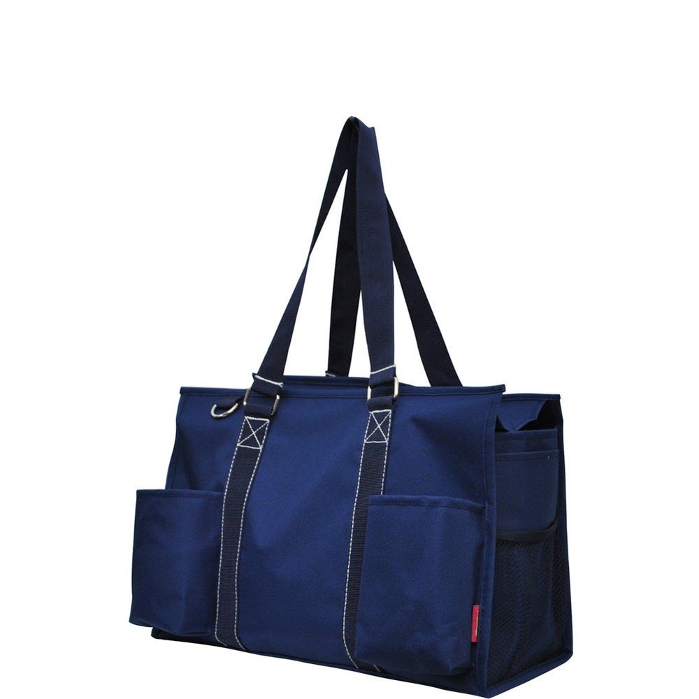 Solid Color Print Zippered Caddy Organizer Tote Bag