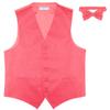 Men's Paisley Design Dress Vest & Bow Tie Coral Pink Color Bowtie Set sz 3XL view 1