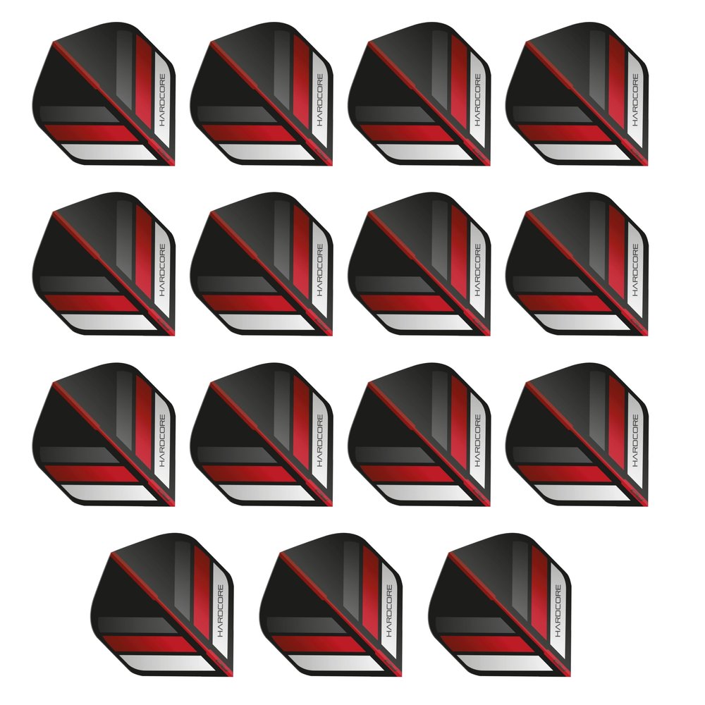 Hardcore Black & Red Stripe Extra Thick Standard Dart Flights - 5 Sets Per Pack (15 Dart Flights in Total)