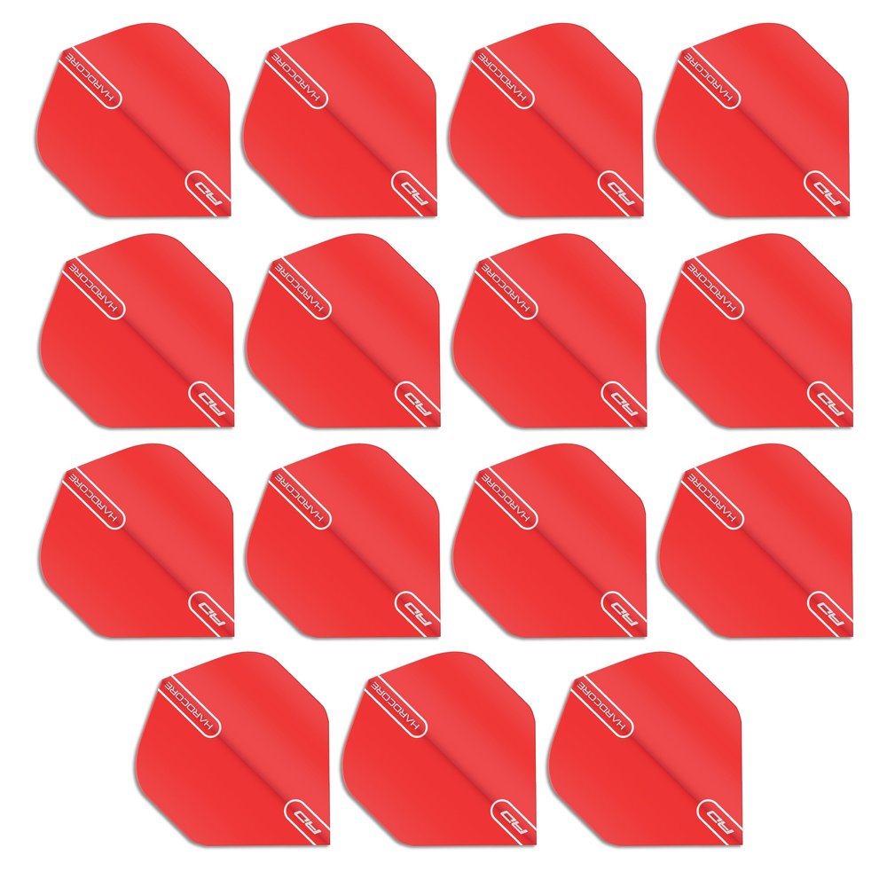 Hardcore Red Extra Thick Standard Dart Flights - 5 Sets Per Pack (15 Dart Flights in Total)