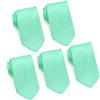 FOMANN Mens Formal Tie Wholesale Lot of 5 Mens Solid Color Wedding Ties 3.5" Satin Finish (Mint) view 1