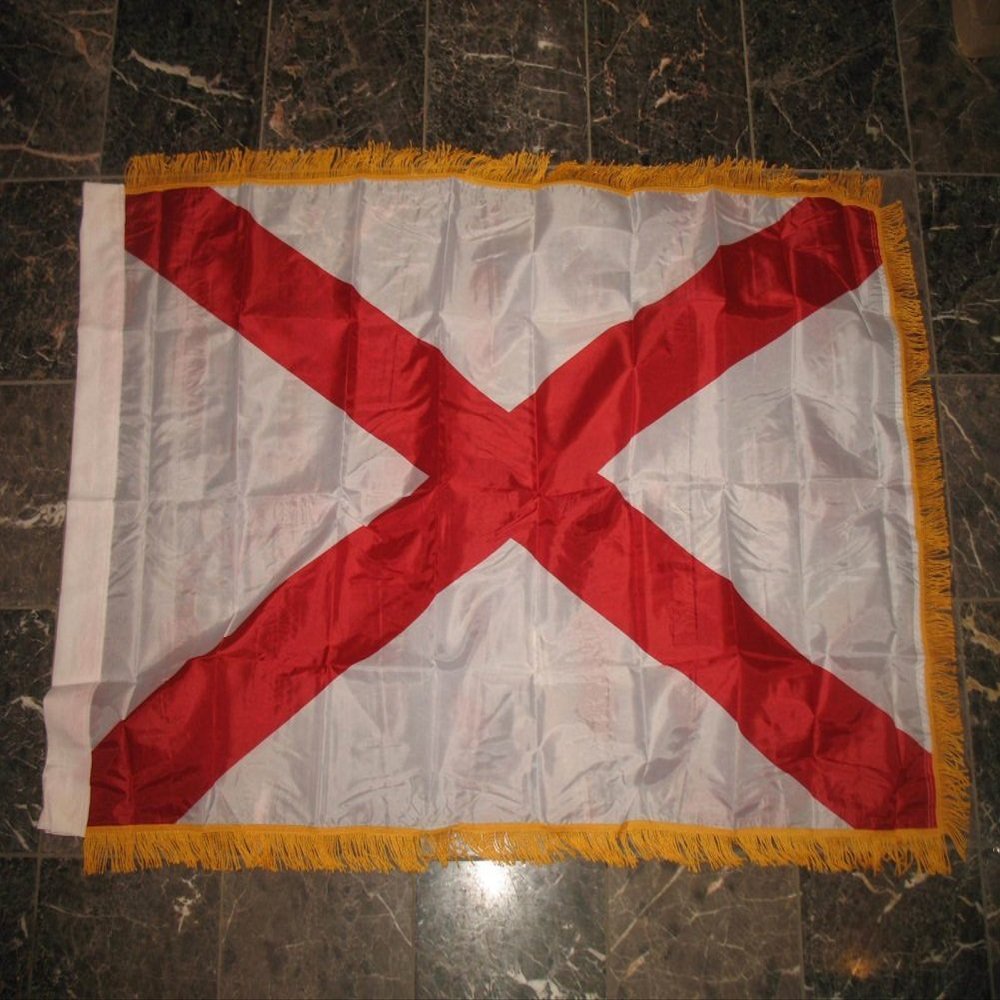 3x5 Alabama AL State Poly Nylon Flag with Sleeve and Fringe Flag 3'x5' Banner