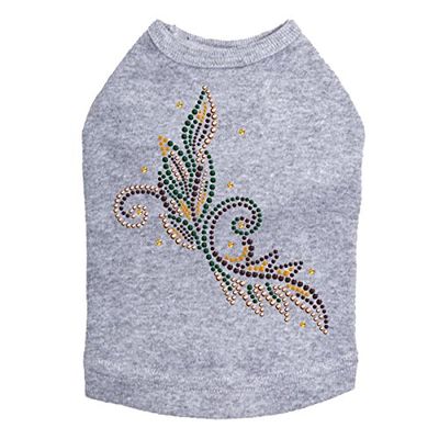 Fall Leaves # 2 - Halloween and Fall Dog Rhinestone Bling Shirt, M Heather Gray