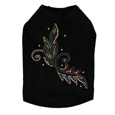 Fall Leaves # 2 - Halloween and Fall Dog Rhinestone Bling Shirt, L Black