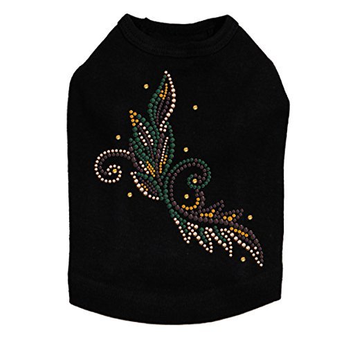 Fall Leaves # 2 - Halloween and Fall Dog Rhinestone Bling Shirt, L Black