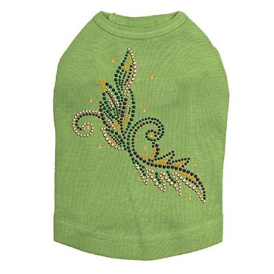 Fall Leaves # 2 - Halloween and Fall Dog Rhinestone Bling Shirt, XL Lime Green