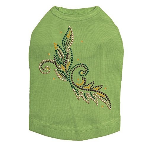 Fall Leaves # 2 - Halloween and Fall Dog Rhinestone Bling Shirt, XL Lime Green