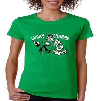 ALLNTRENDS Women's T Shirt Lucky Charms St Patrick's Day Shamrock (XL, Irish Green)