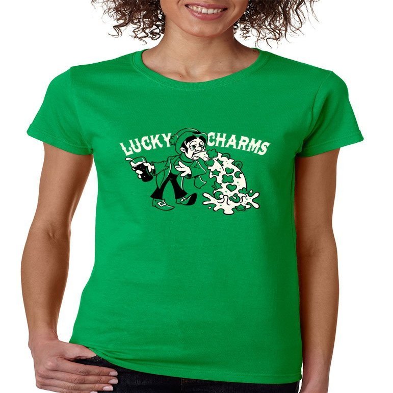 ALLNTRENDS Women's T Shirt Lucky Charms St Patrick's Day Shamrock (XL, Irish Green)