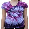 Rockin' Cactus Women's(Reg) V-Neck Tie Dye Shirt-Purple Spiral-M view 1