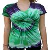 Rockin' Cactus Women's(Reg) V-Neck Tie Dye Shirt-Green & Purple Spiral-XL view 1