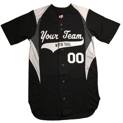 3 Color Customized Baseball Jersey Adult Small in Black and White