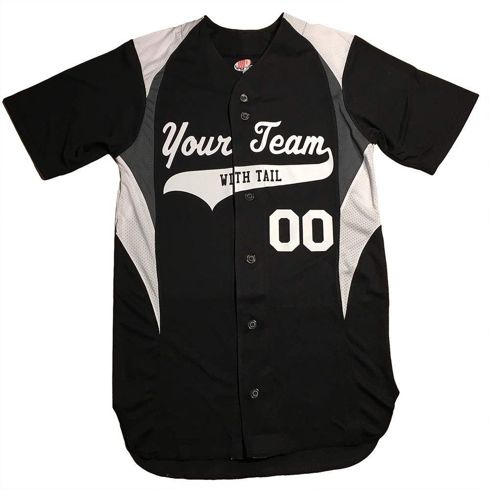 3 Color Customized Baseball Jersey Adult 3X-Large in Black and White