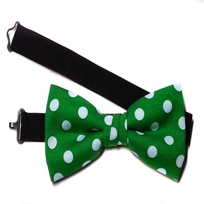 EmilyRose Couture St. Patrick's Day Bow Ties (Medium (6-12 Years of age), Green/White Dots)