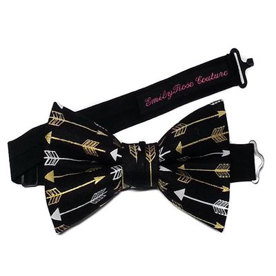 EmilyRose Couture Valentine's Bow Ties (Adult (12 and older), Cupid's Ammo (Black & Gold))