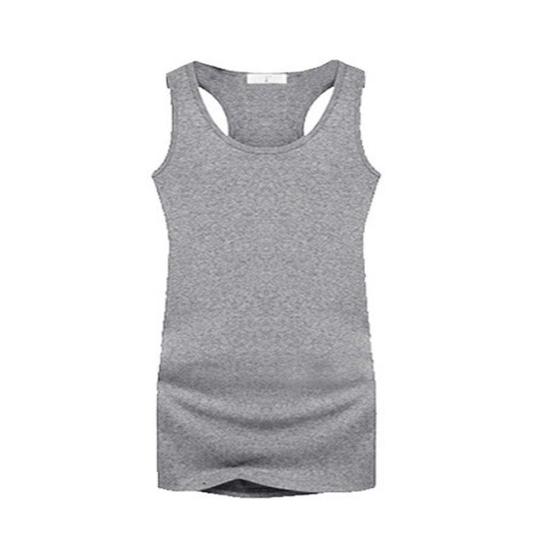 Bestgift Womens Basic Racerback Sleeveless Cotton Long T-Shirt One Size Light Gray