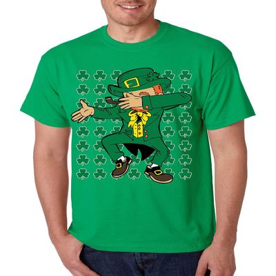ALLNTRENDS Men's T Shirt Irish Dab Dabbing Leprechaun St Patrick's Day Shamrock (XL, Irish Green)