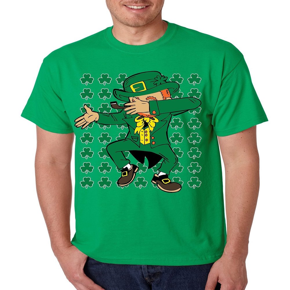 ALLNTRENDS Men's T Shirt Irish Dab Dabbing Leprechaun St Patrick's Day Shamrock (XL, Irish Green)