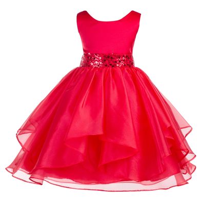 ekidsbridal Wedding Asymmetric Ruffles Satin Organza Flower Girl Dress Sequin 012s 4
