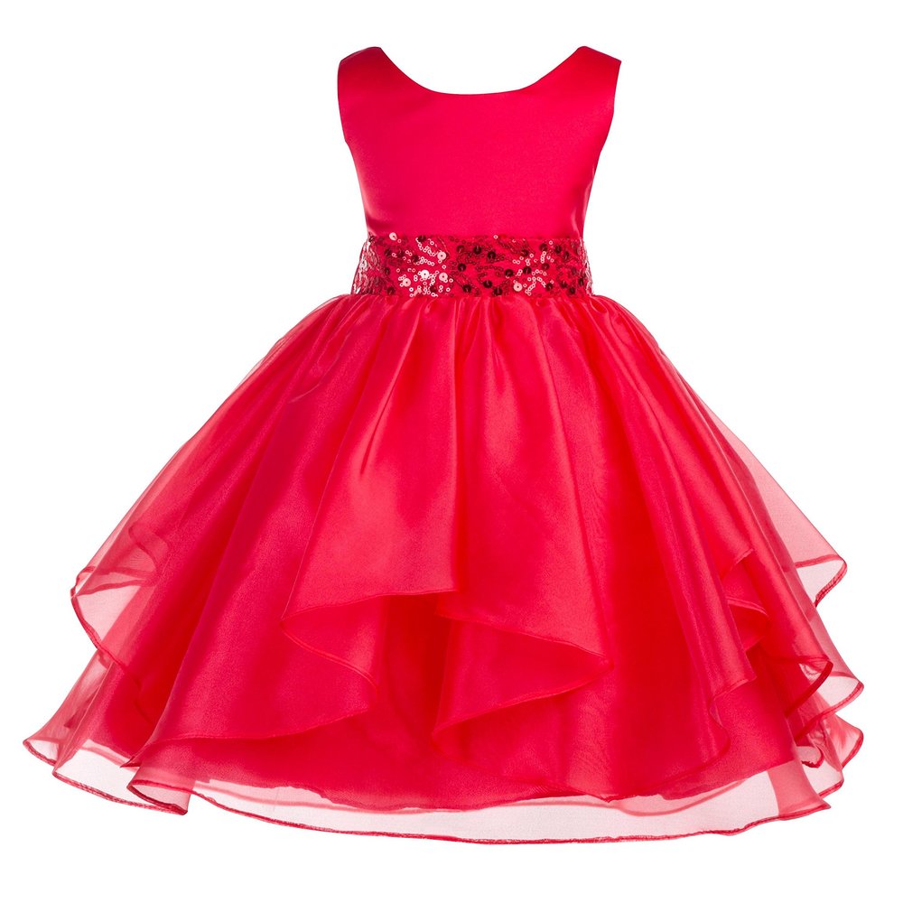 ekidsbridal Wedding Asymmetric Ruffles Satin Organza Flower Girl Dress Sequin 012s 4