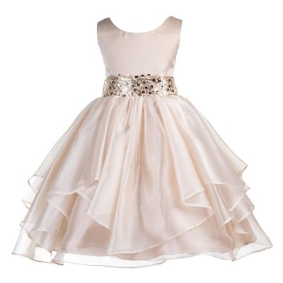 ekidsbridal Wedding Asymmetric Ruffles Satin Organza Flower Girl Dress Sequin 012s 10