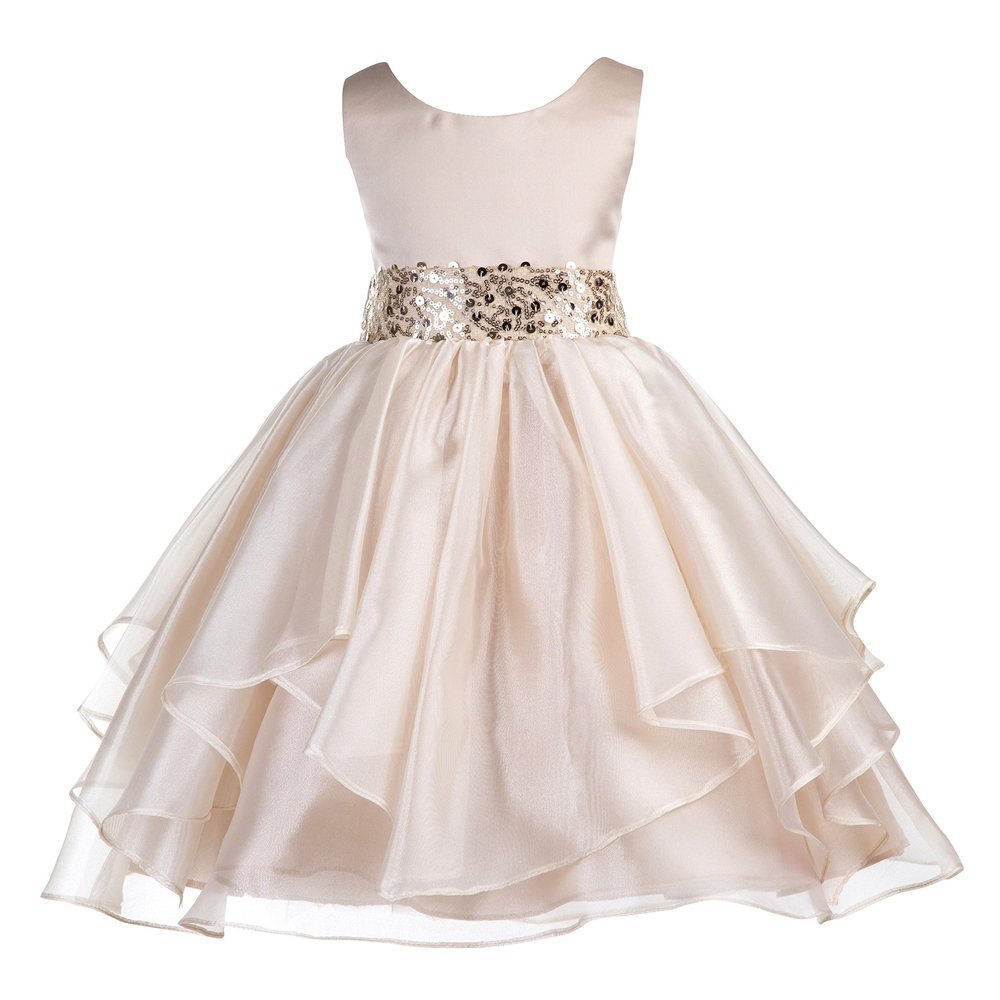 ekidsbridal Wedding Asymmetric Ruffles Satin Organza Flower Girl Dress Sequin 012s 10