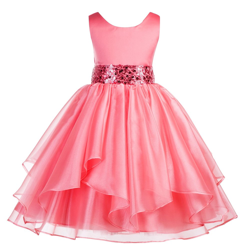 ekidsbridal Wedding Asymmetric Ruffles Satin Organza Flower Girl Dress Sequin 012s 6
