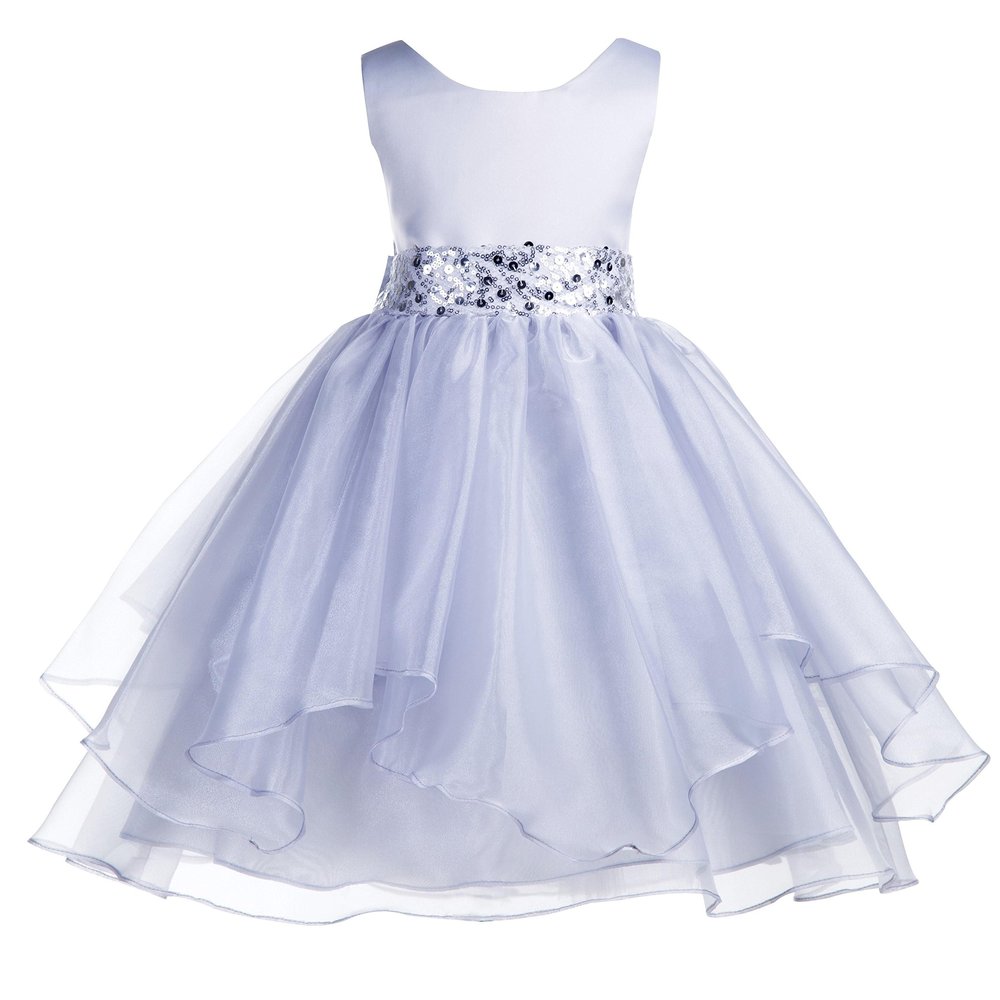 ekidsbridal Wedding Asymmetric Ruffles Satin Organza Flower Girl Dress Sequin 012s 6