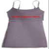 Active Basic Women's Long Cami w/Built in Bra Adjustable Strap - 2 Pack - White, Khaki, Medium view 4