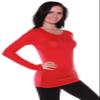 Active Basic Athletic Fitted Plain Long Sleeves Round Crew Neck T Shirt Top - Black/Red - Medium view 2
