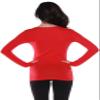 Active Basic Athletic Fitted Plain Long Sleeves Round Crew Neck T Shirt Top - Black/Red - Medium view 3