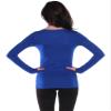 Active Basic Athletic Fitted Plain Long Sleeves Round Crew Neck T Shirt Top - Black/Royal - Small view 3