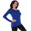 Active Basic Athletic Fitted Plain Long Sleeves Round Crew Neck T Shirt Top - Black/Royal - Small view 4