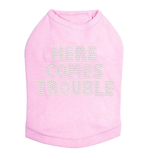 Here Comes Trouble Dog Shirt XL Pink