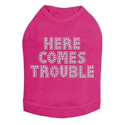Here Comes Trouble Dog Shirt 3XL Fuchsia
