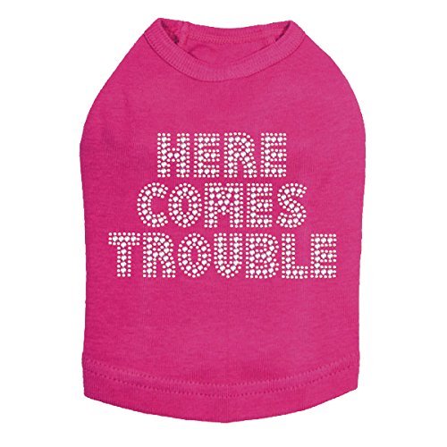 Here Comes Trouble Dog Shirt 3XL Fuchsia