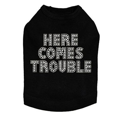 Here Comes Trouble Dog Shirt 3XL Black