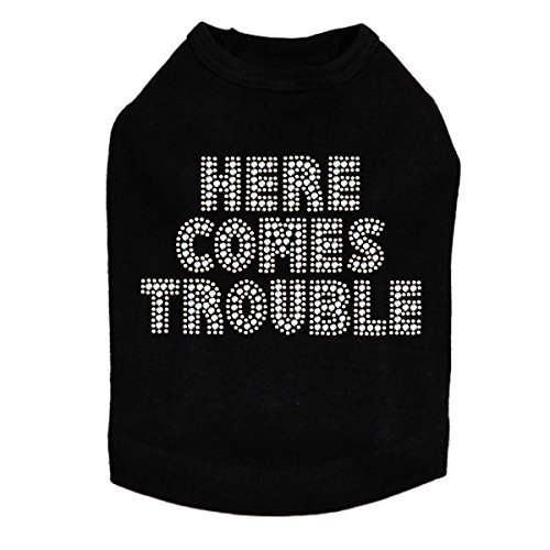 Here Comes Trouble Dog Shirt 3XL Black
