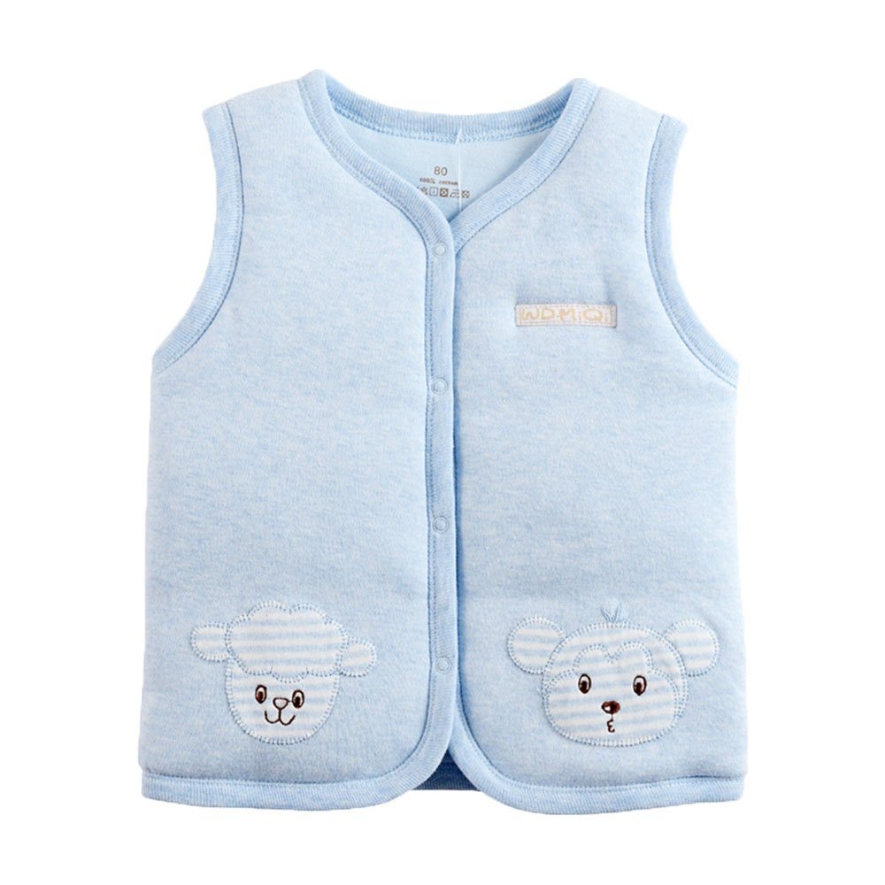 Monvecle Baby Warm Vests Unisex Infant to Toddler Padded Waistcoat (6-9 Months, Light blue)