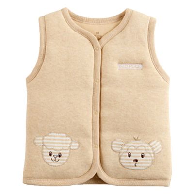 Monvecle Baby Cotton Warm Vests Unisex Infant to Toddler Light Padded Waistcoat Lt.brown 9-12m