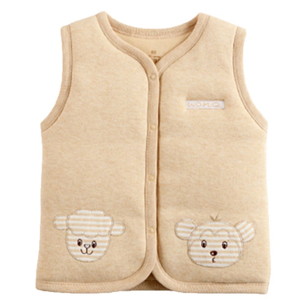 Monvecle Baby Cotton Warm Vests Unisex Infant to Toddler Light Padded Waistcoat Lt.brown 9-12m