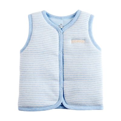 Monvecle Baby Cotton Warm Vests Unisex Infant to Toddler Light Padded Waistcoat Blue Stripe 9-12m