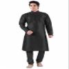 Sanwara Men's Black Solid Kurta & Churidar Set view 1